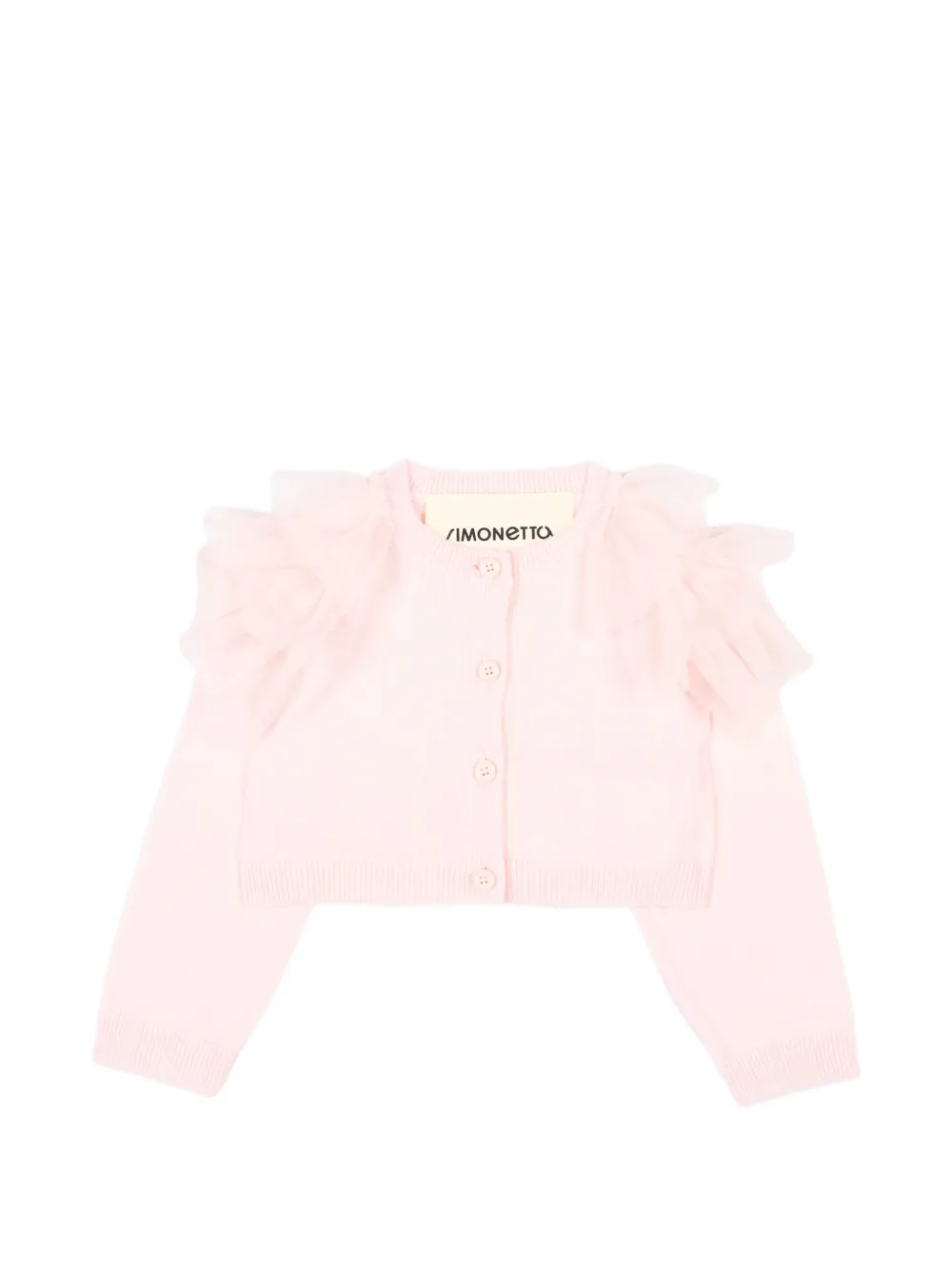 Simonetta ruffled-trim cardigan - Rose