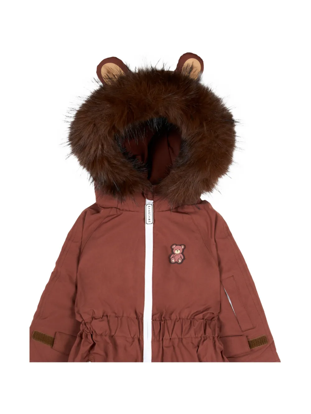 Roarsome Grizz The Bear faux-fur trim snowsuit Bruin