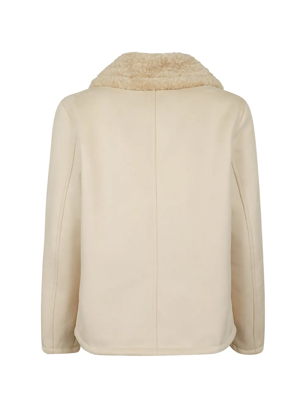 Herno double-breasted shearling-trim jacket Beige