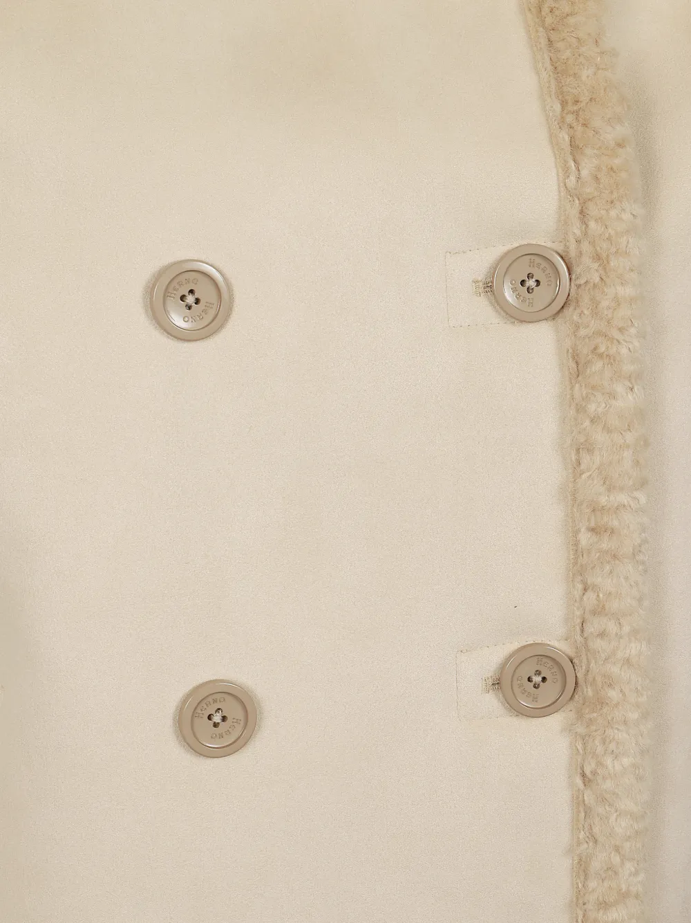 Herno double-breasted shearling-trim jacket Beige