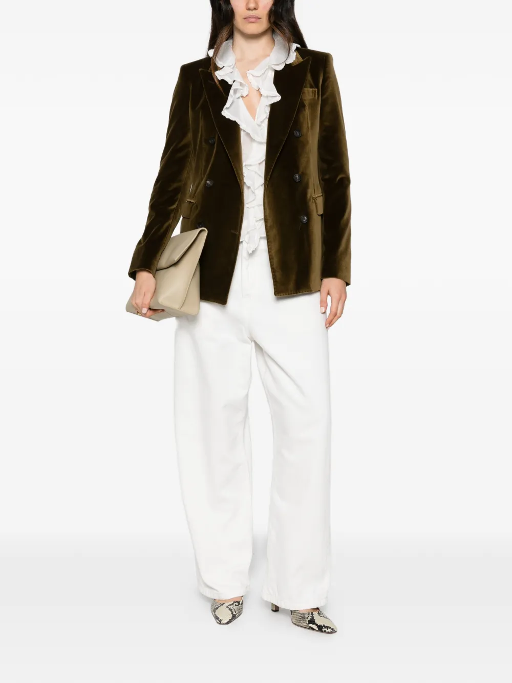Tagliatore double-breasted velvet blazer Groen