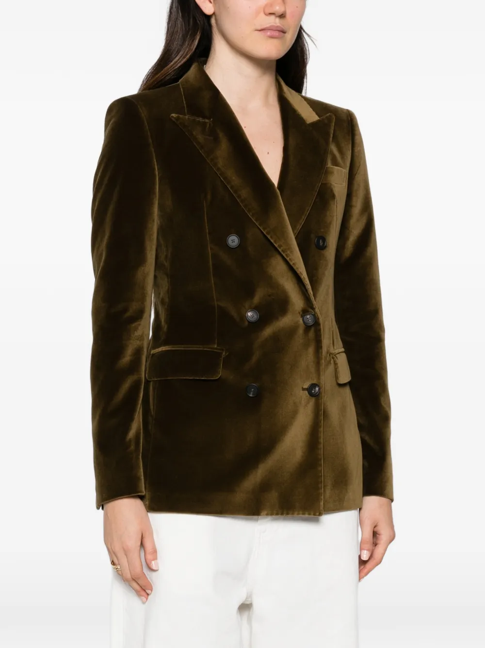 Tagliatore double-breasted velvet blazer Groen