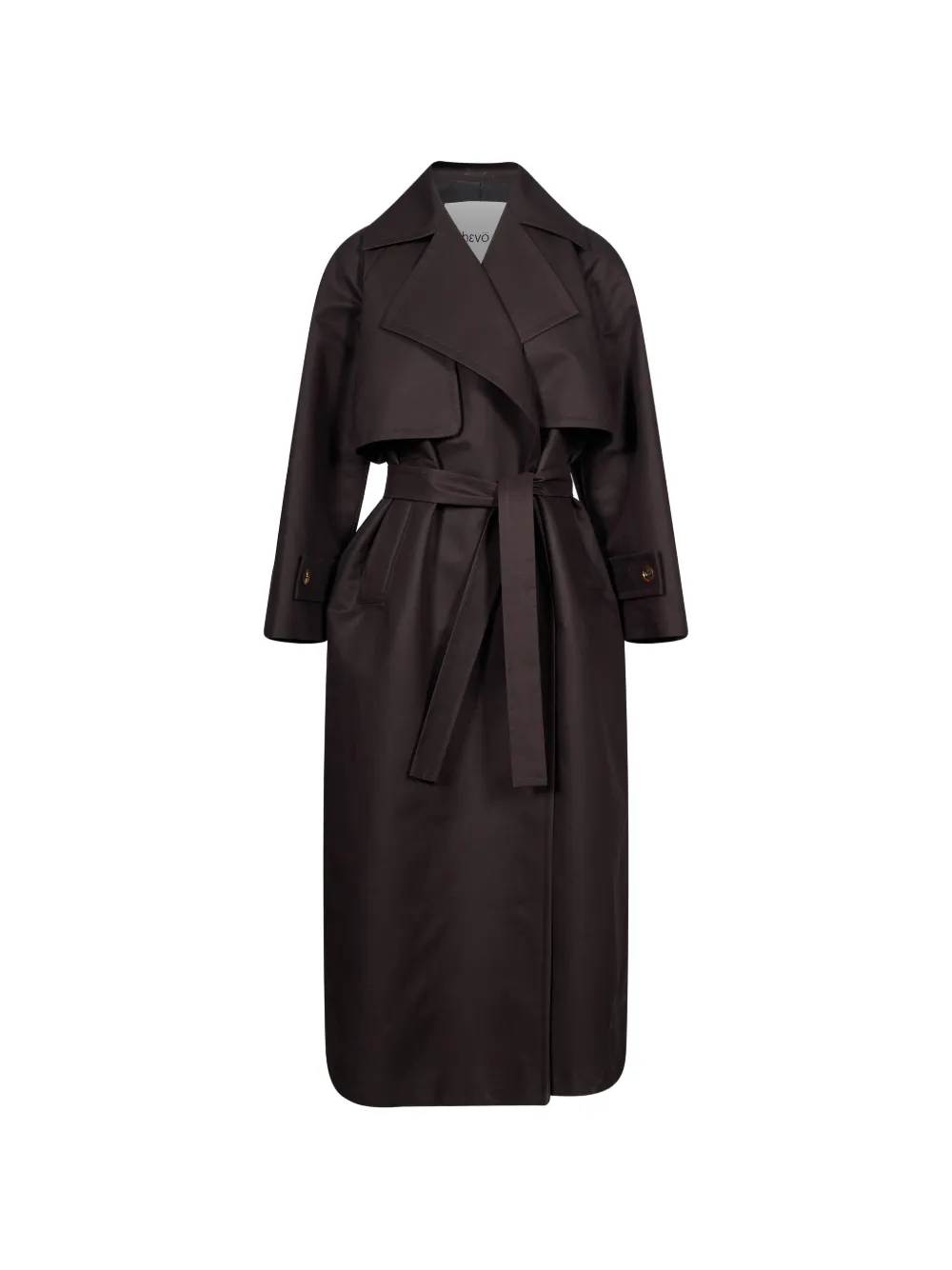 Hevo Margherita belted storm-flap trench coat - Marrone