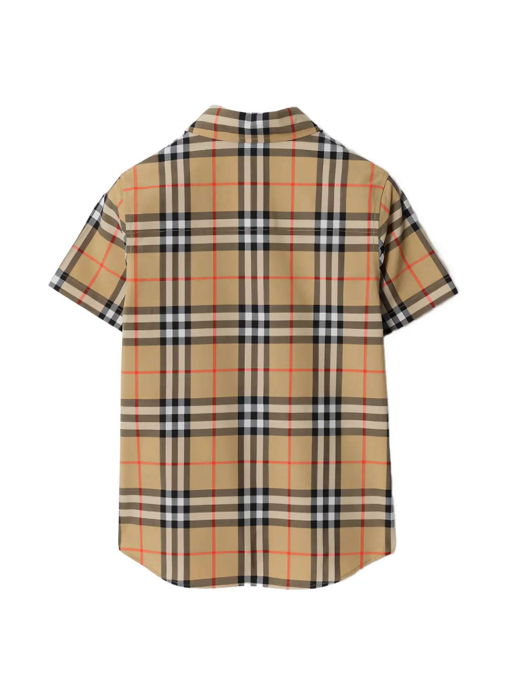 Burberry Kids Geruit shirt met korte mouwen Beige