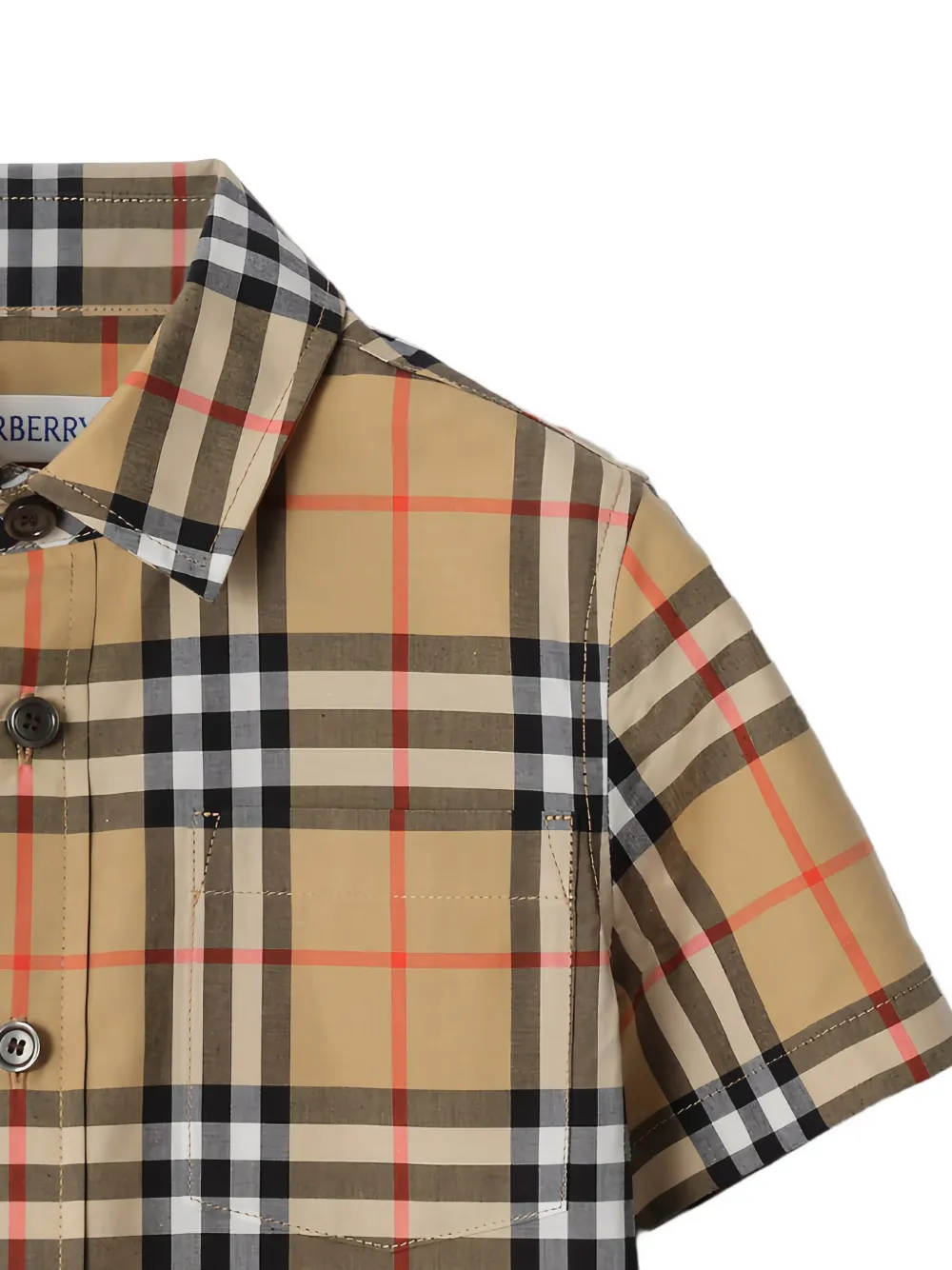 Burberry Kids Geruit shirt met korte mouwen Beige