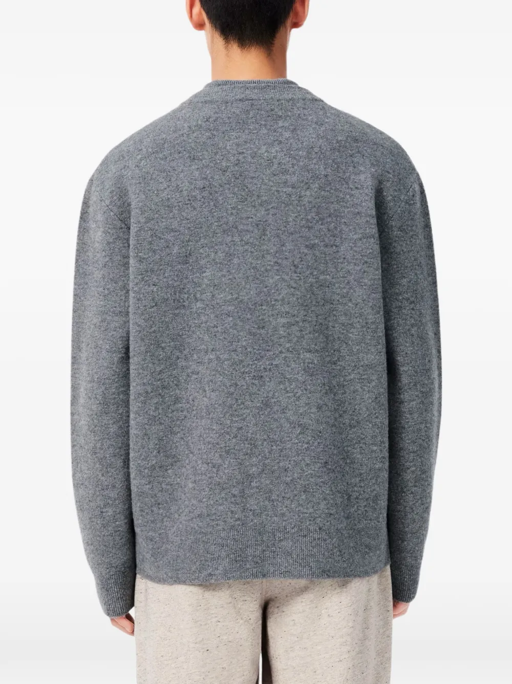 Lacoste felted-wool crew-neck cardigan Grijs
