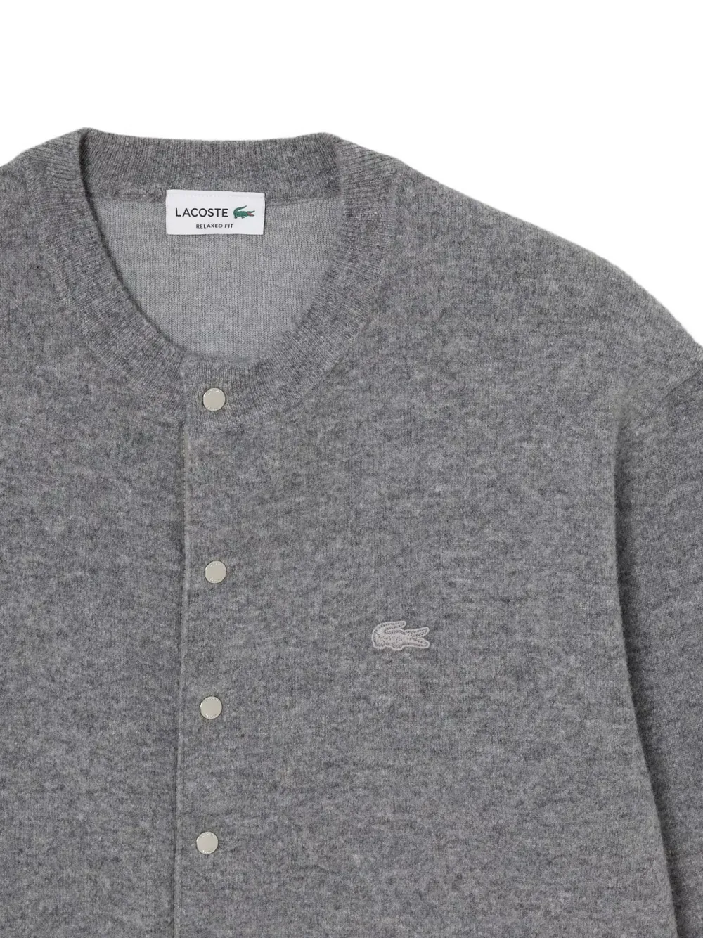 Lacoste felted-wool crew-neck cardigan Grijs