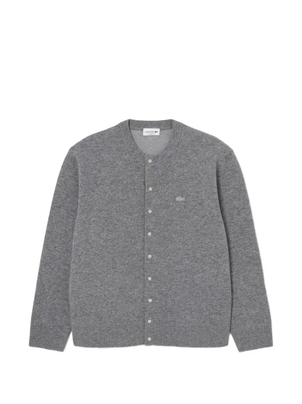 Lacoste felted-wool crew-neck cardigan - Grey