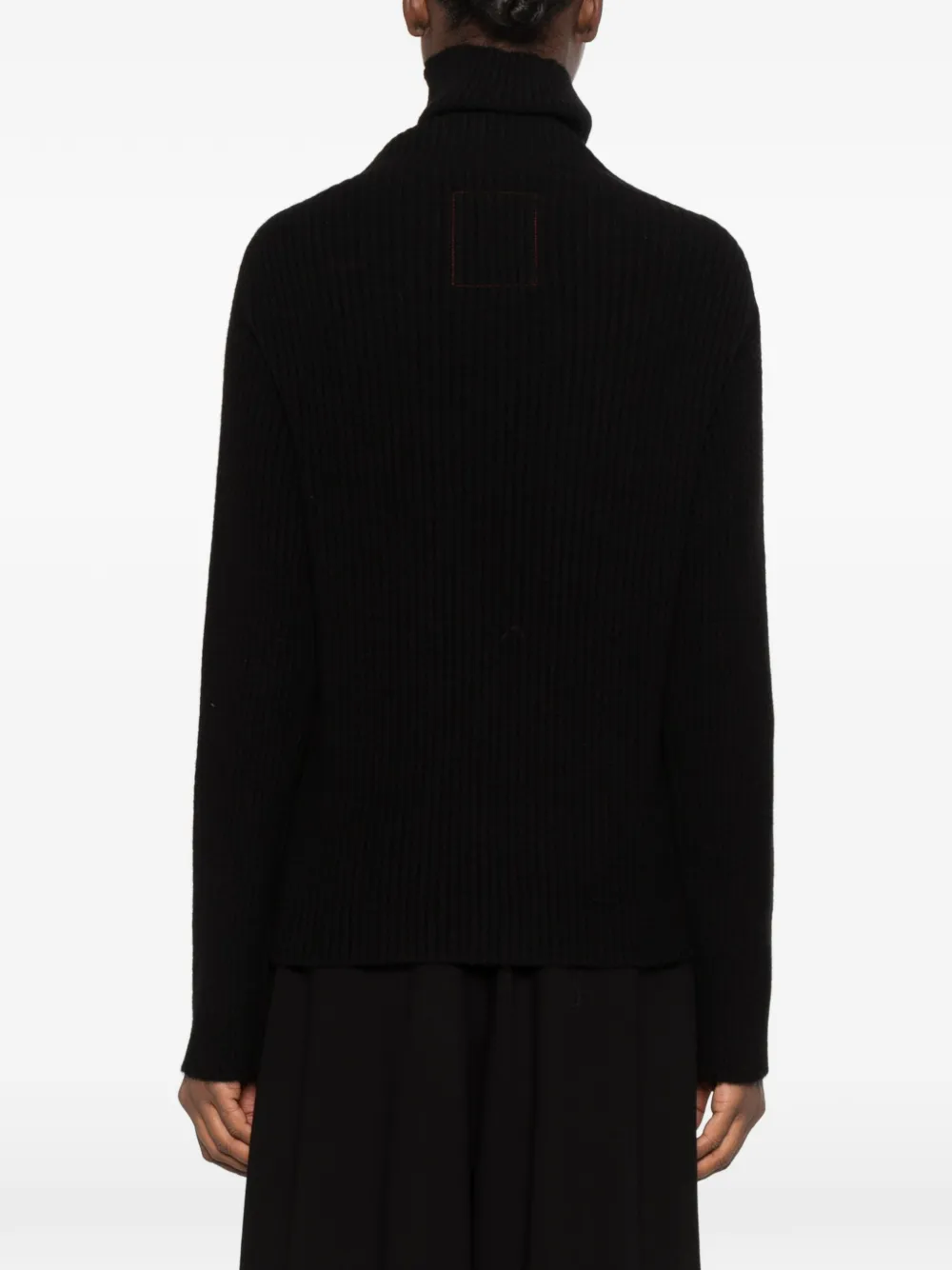 Uma Wang fringed ribbed-knit sweater Zwart