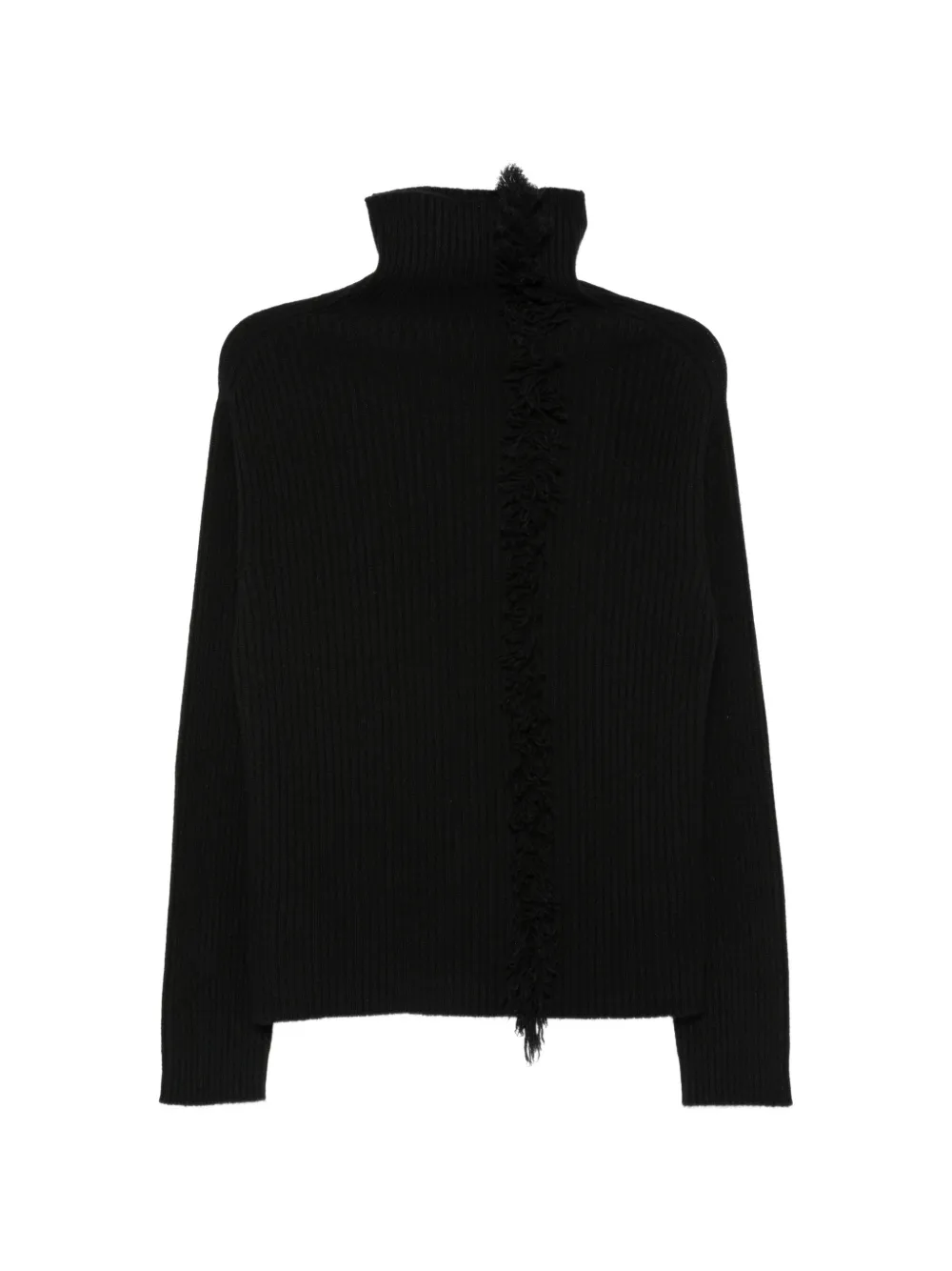 Uma Wang fringed ribbed-knit sweater Zwart