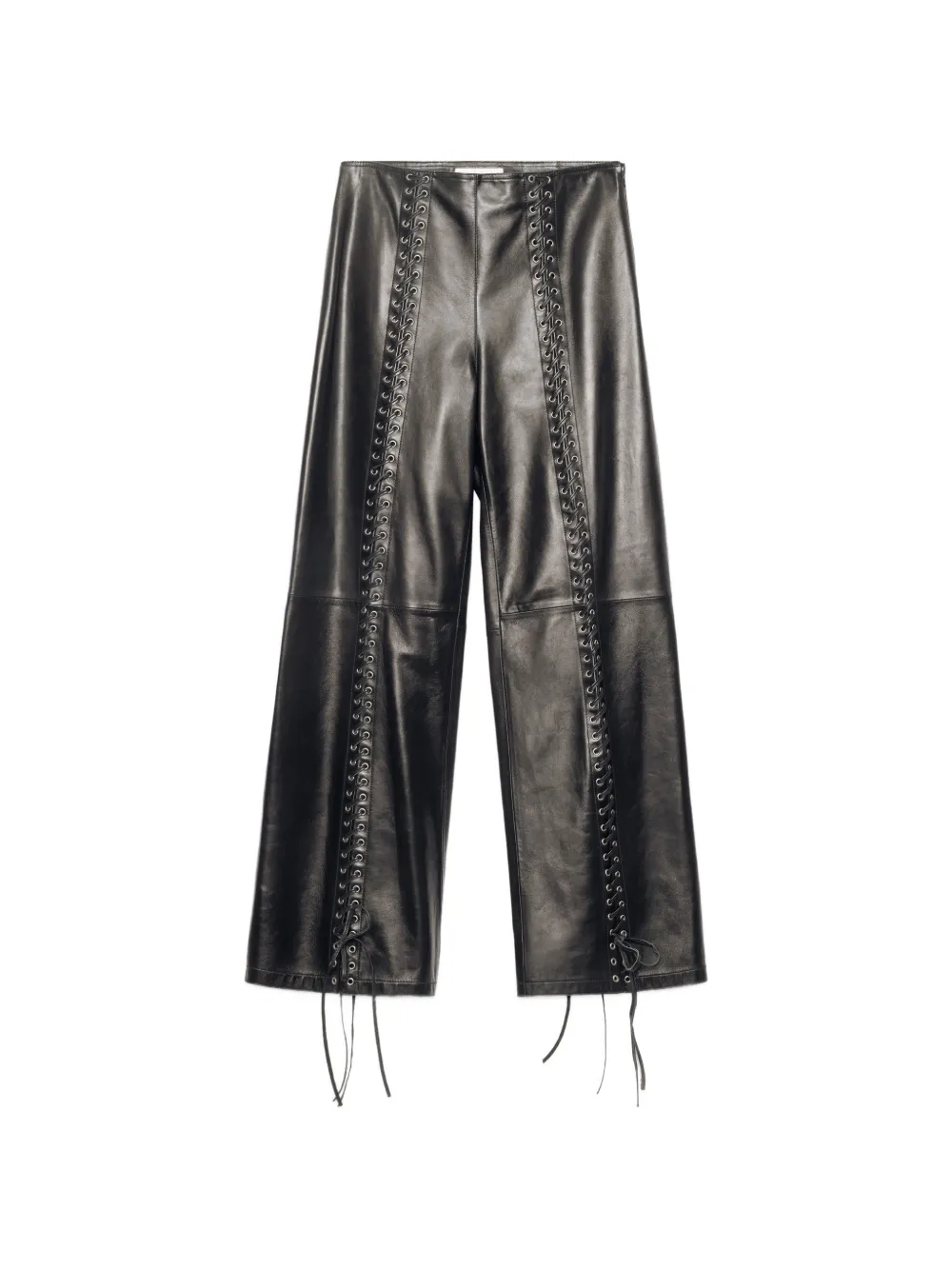 STAND STUDIO Mino lace-up leather trousers Zwart