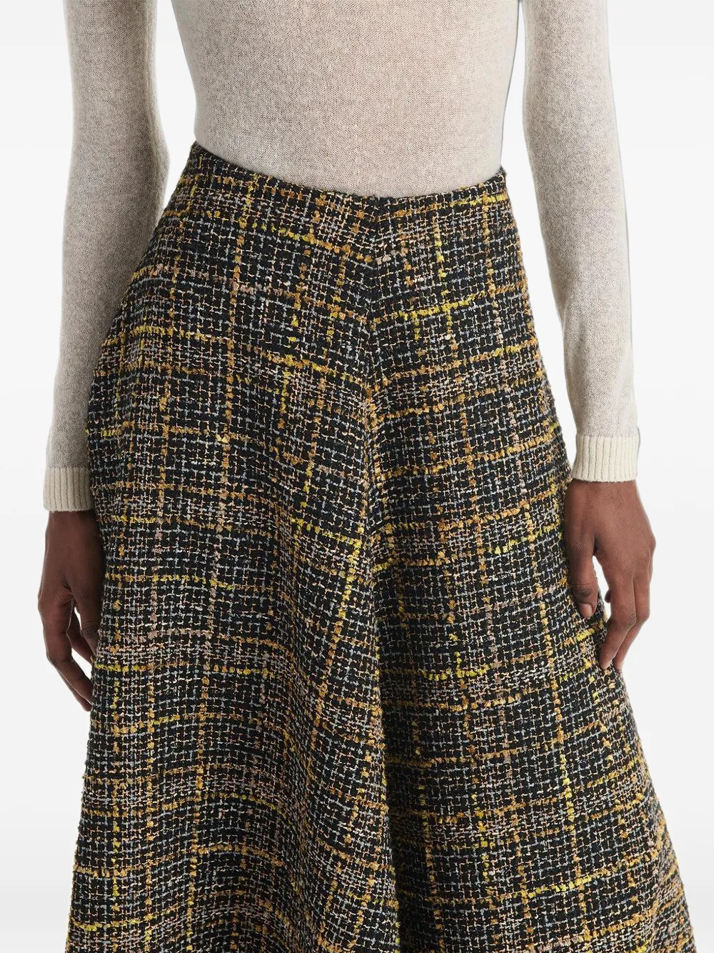Altuzarra Varda plaid-fringe maxi skirt Zwart