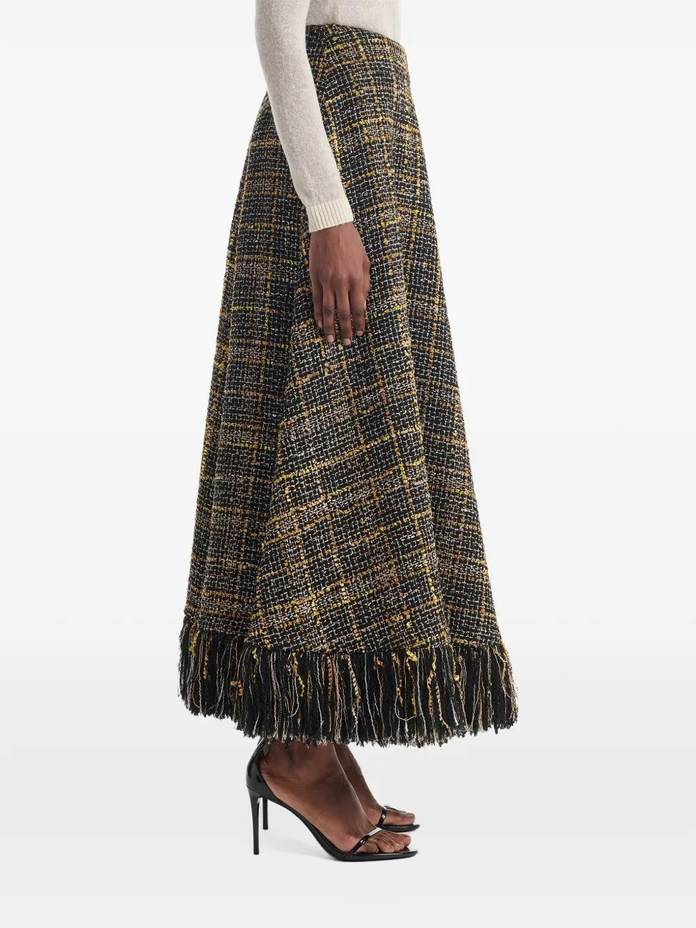 Altuzarra Varda plaid-fringe maxi skirt - Schwarz
