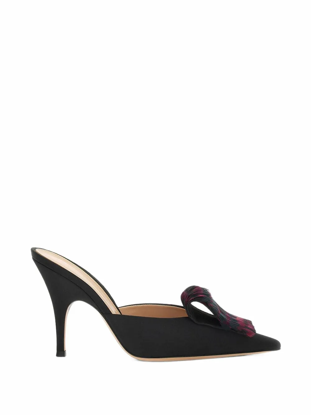 Gianvito Rossi feather-embellished satin mules - Black