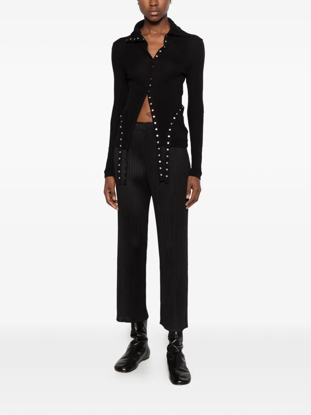 Pleats Please Issey Miyake pleated straight-leg trousers Zwart