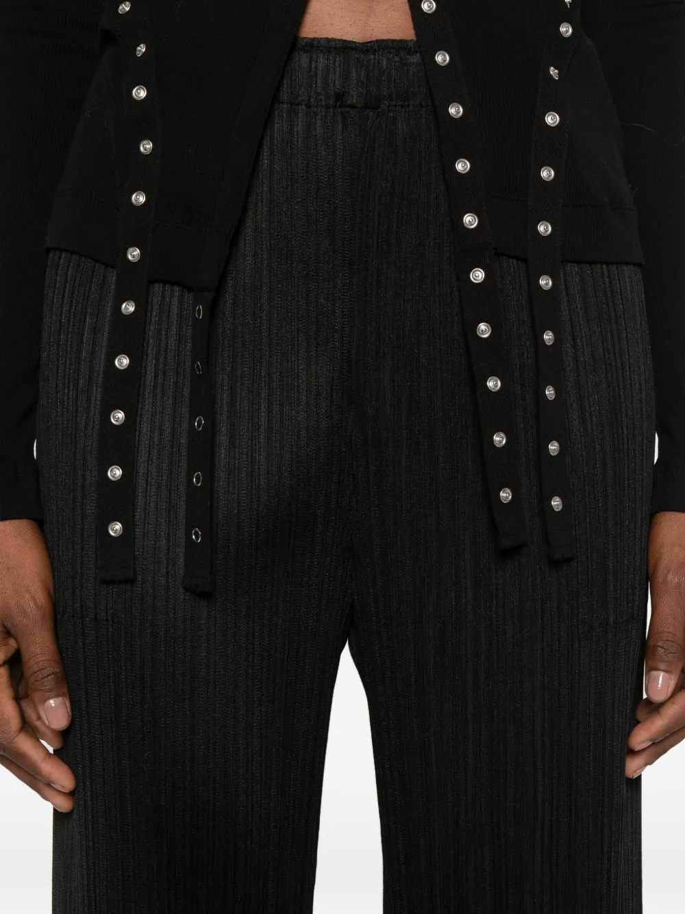 Pleats Please Issey Miyake pleated straight-leg trousers Zwart