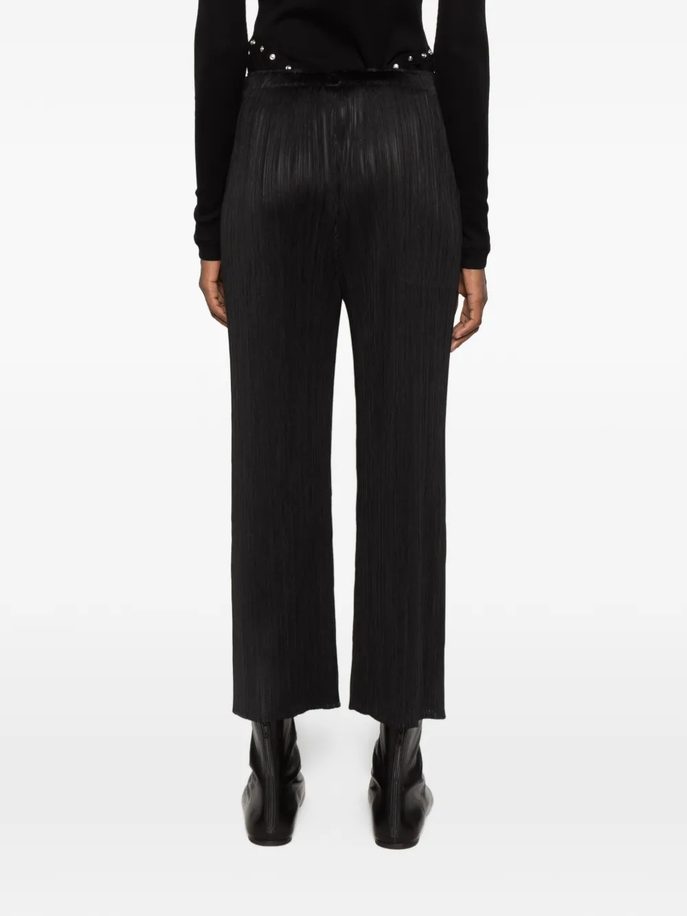Pleats Please Issey Miyake pleated straight-leg trousers Zwart