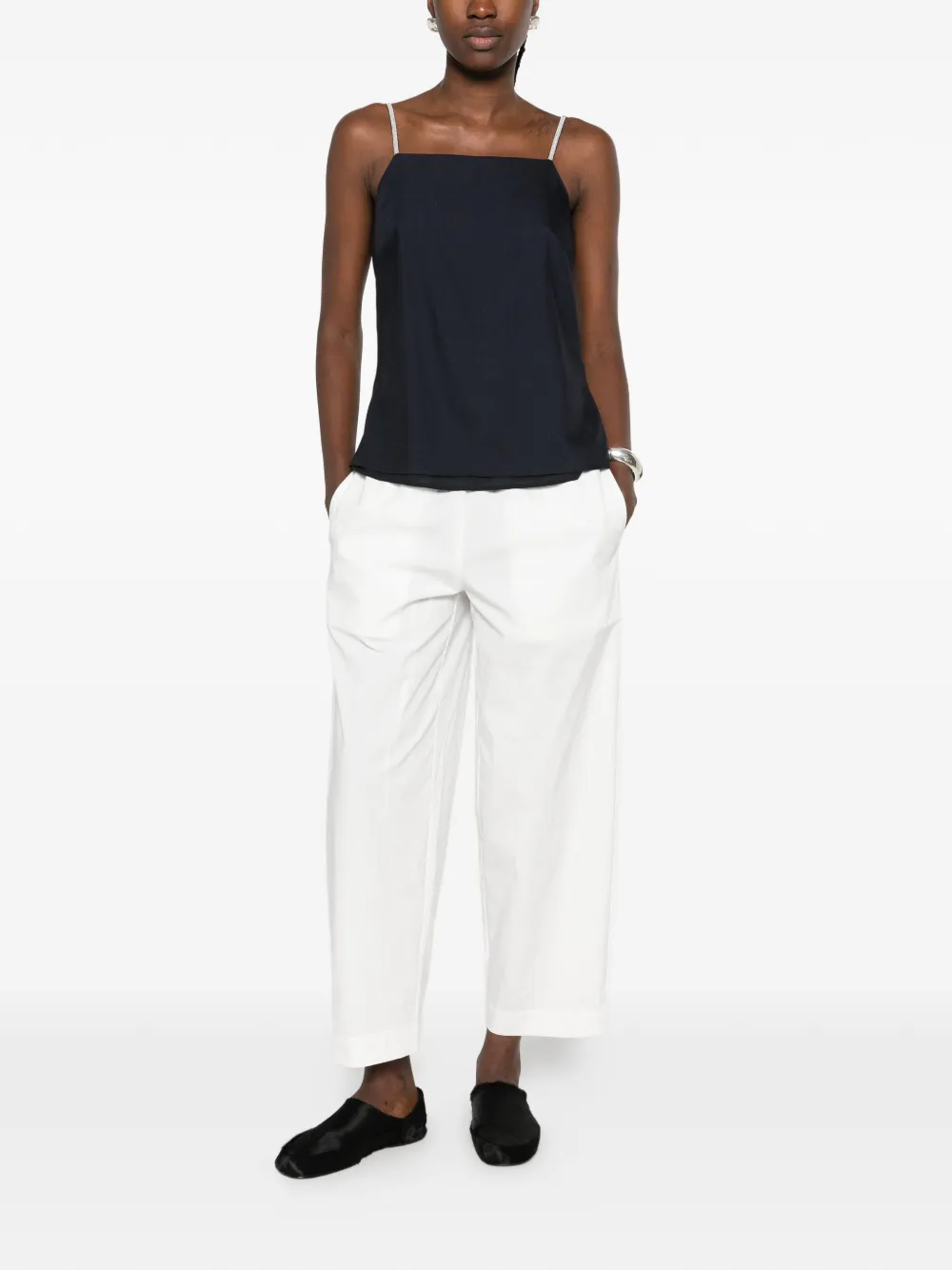 Peserico crystal-embellished virgin wool top - Blau