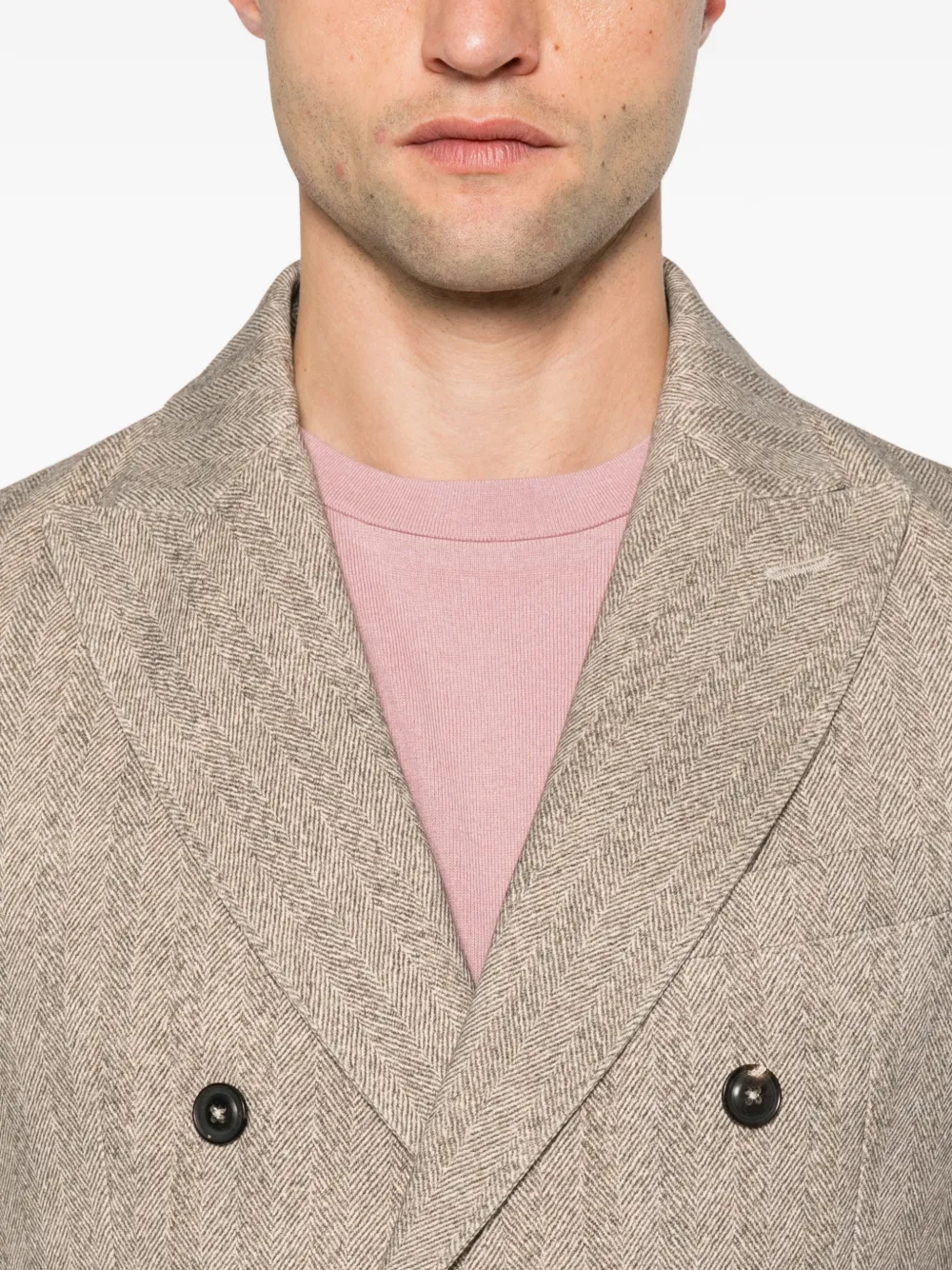 Circolo 1901 double-breasted herringbone blazer Beige