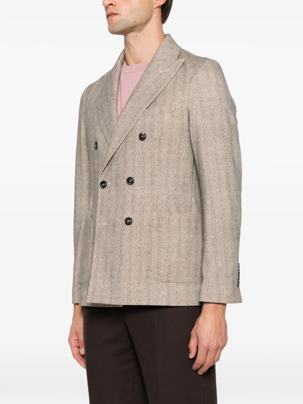 Circolo 1901 double-breasted herringbone blazer Beige