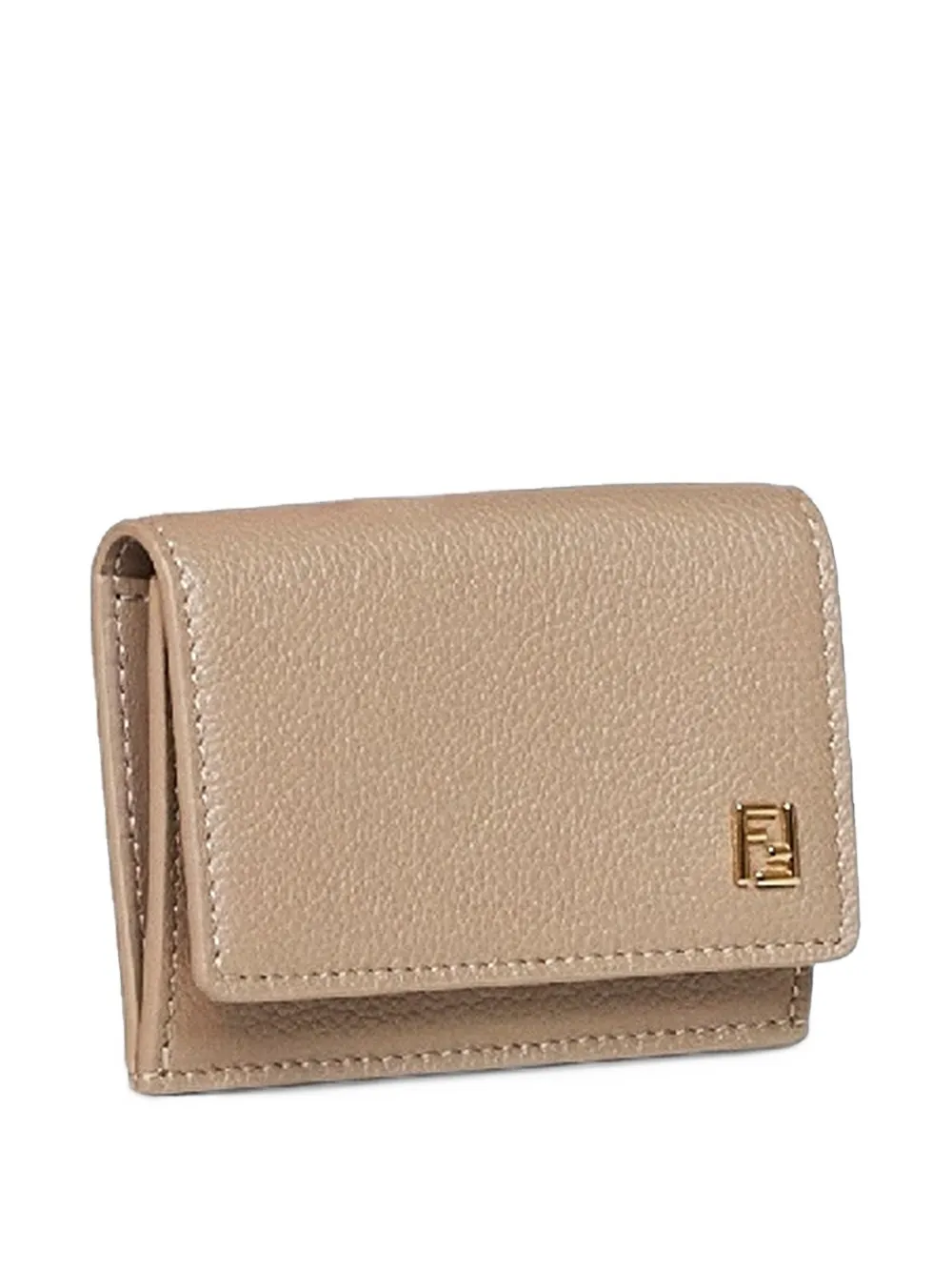 FENDI FF dove gray leather card holder Beige