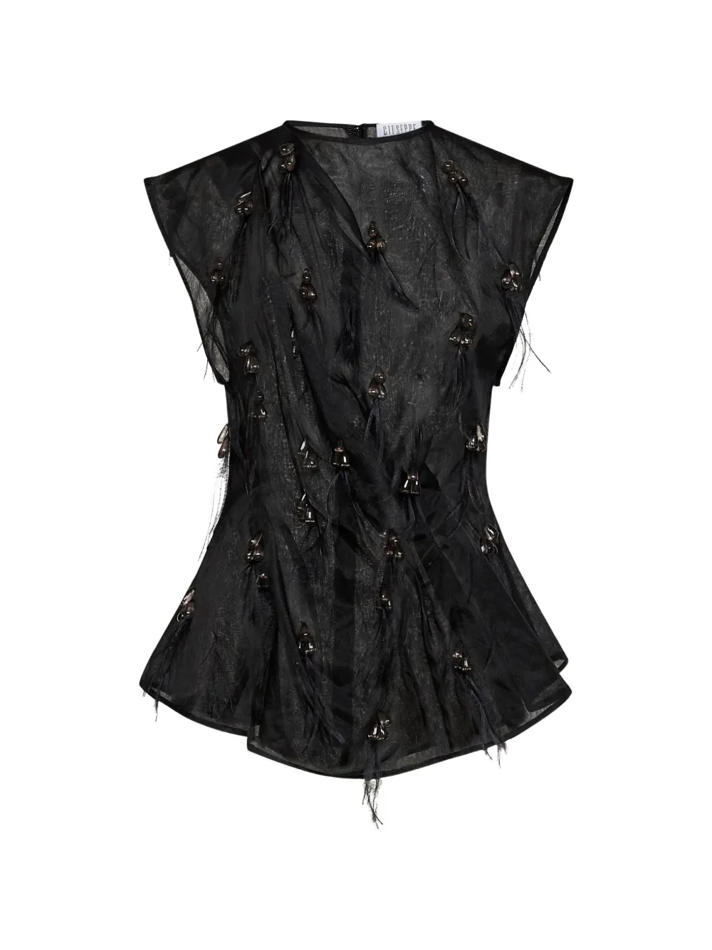 Giuseppe Di Morabito bead-embellished pleated top Zwart
