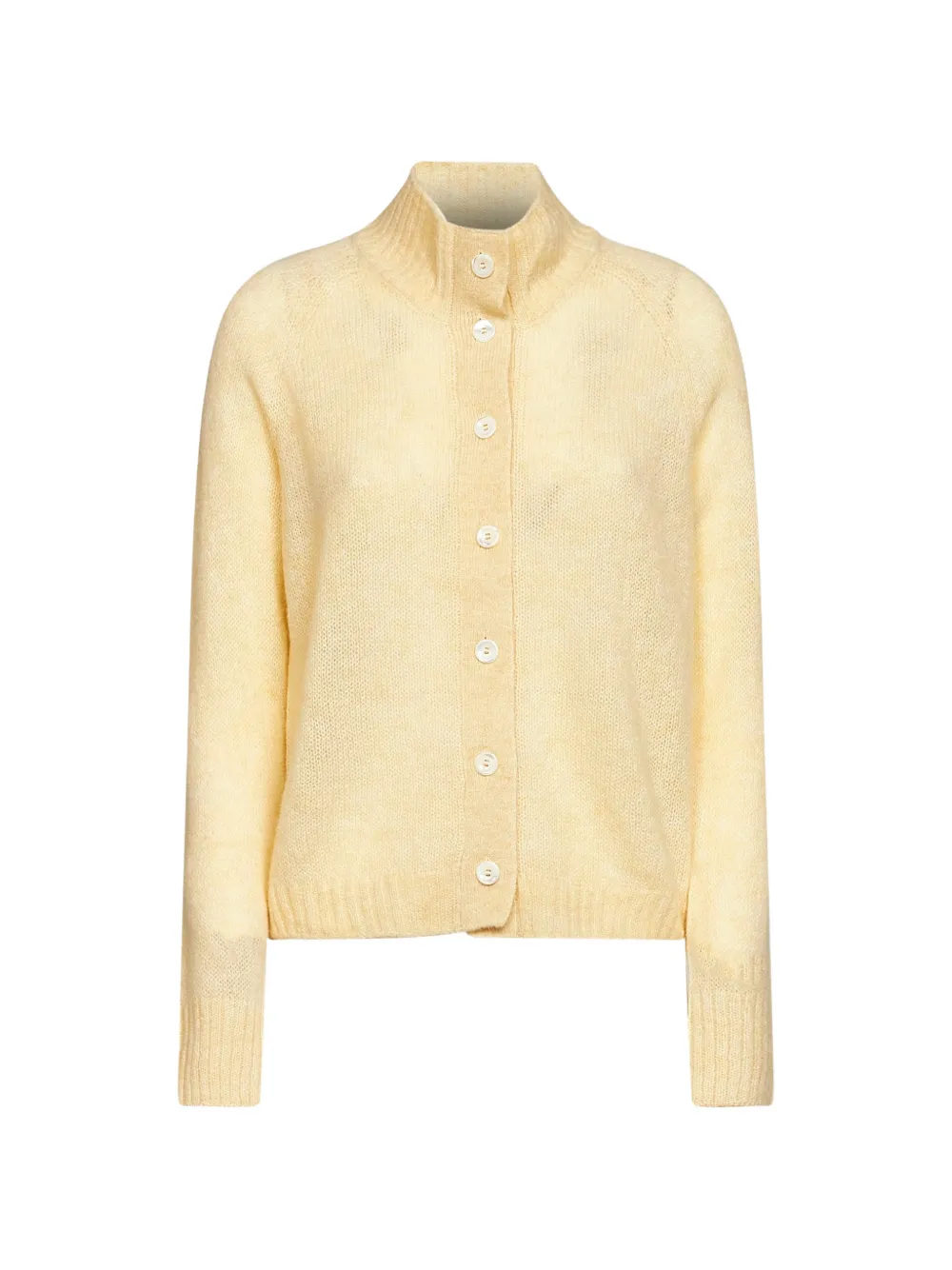 Blanca Vita ribbed high-collar cardigan - Jaune Blanca Vita ribbed high-collar cardigan - Jaune