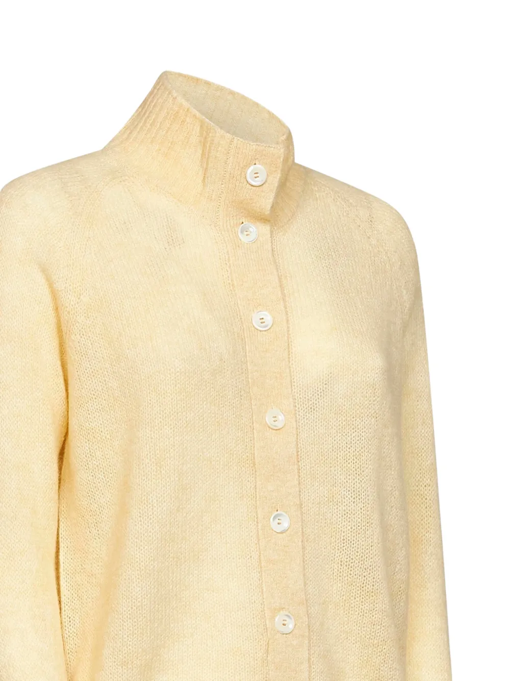 Blanca Vita ribbed high-collar cardigan Geel