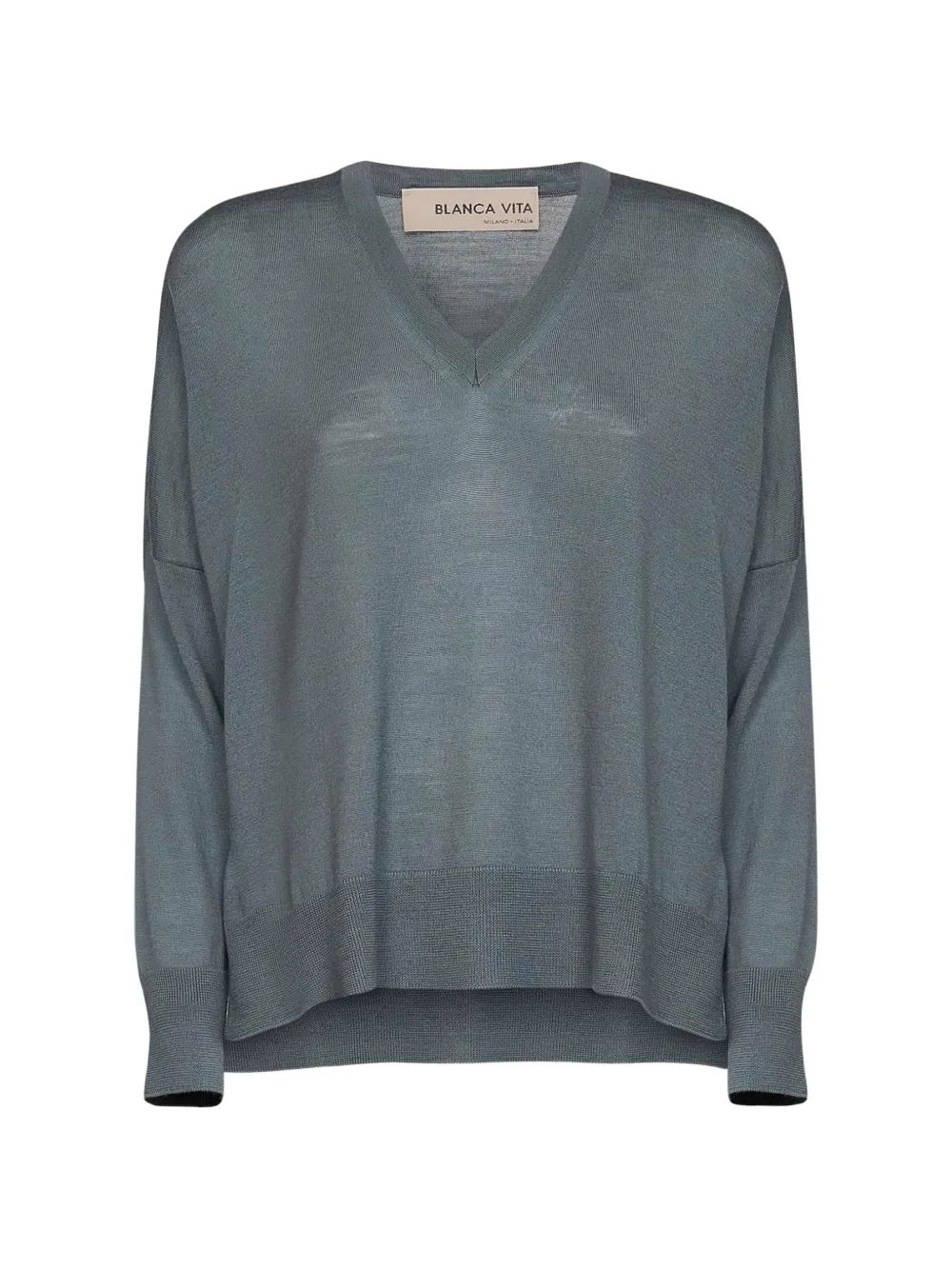 Blanca Vita V-neck side-slit sweater Blauw
