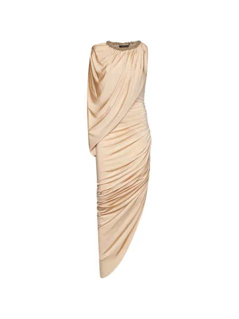 Amen bead-embellished draped maxi dress
