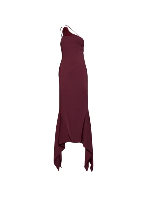 Amen asymmetric pleated-detail maxi dress