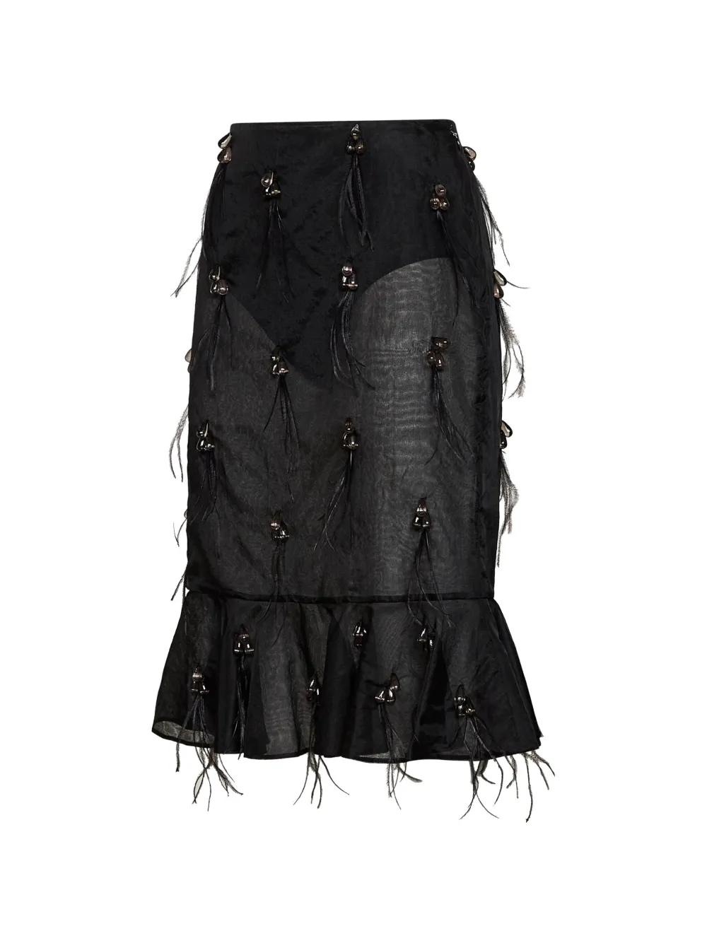 Giuseppe Di Morabito bead-embellished midi skirt Zwart