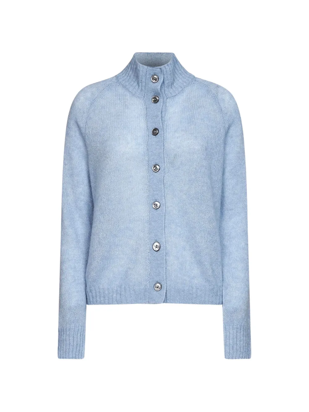 Blanca Vita ribbed high-collar cardigan - Bleu Blanca Vita ribbed high-collar cardigan - Bleu