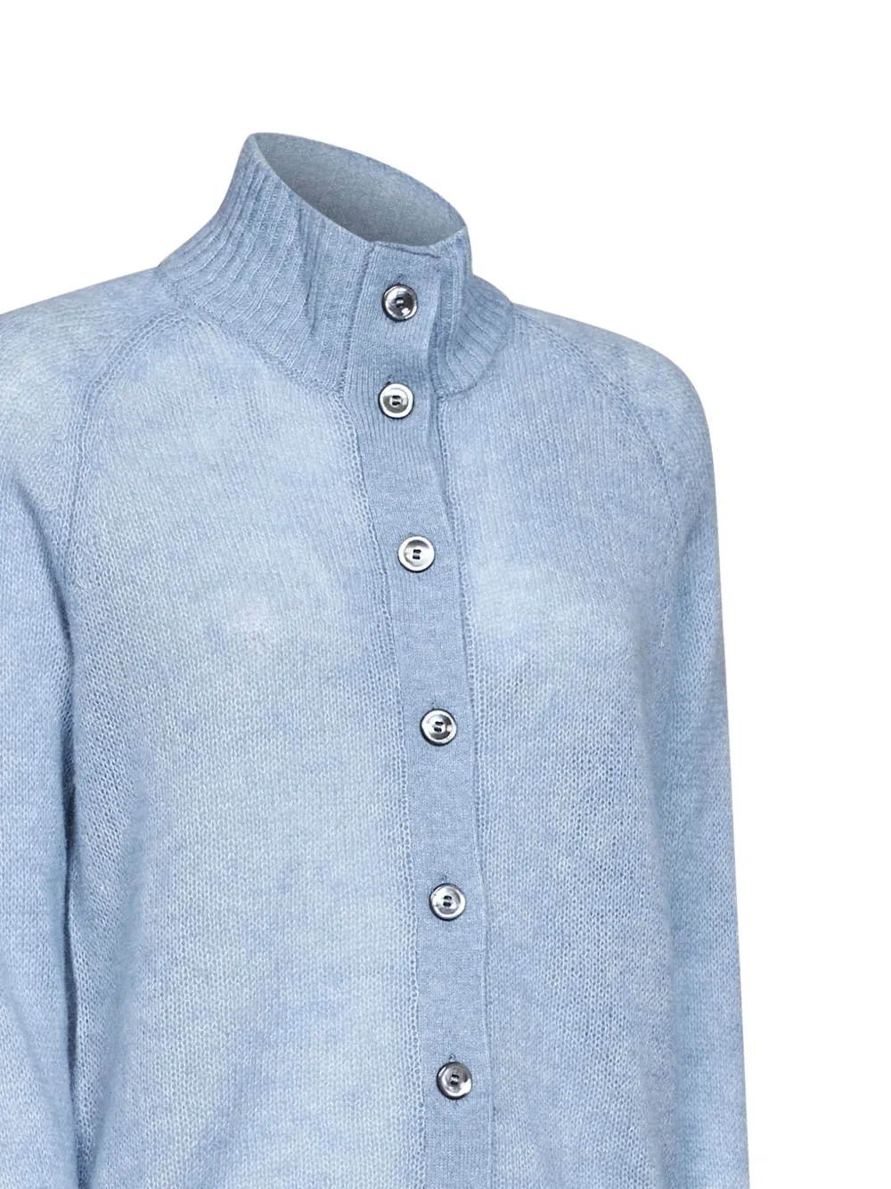 Blanca Vita ribbed high-collar cardigan Blauw