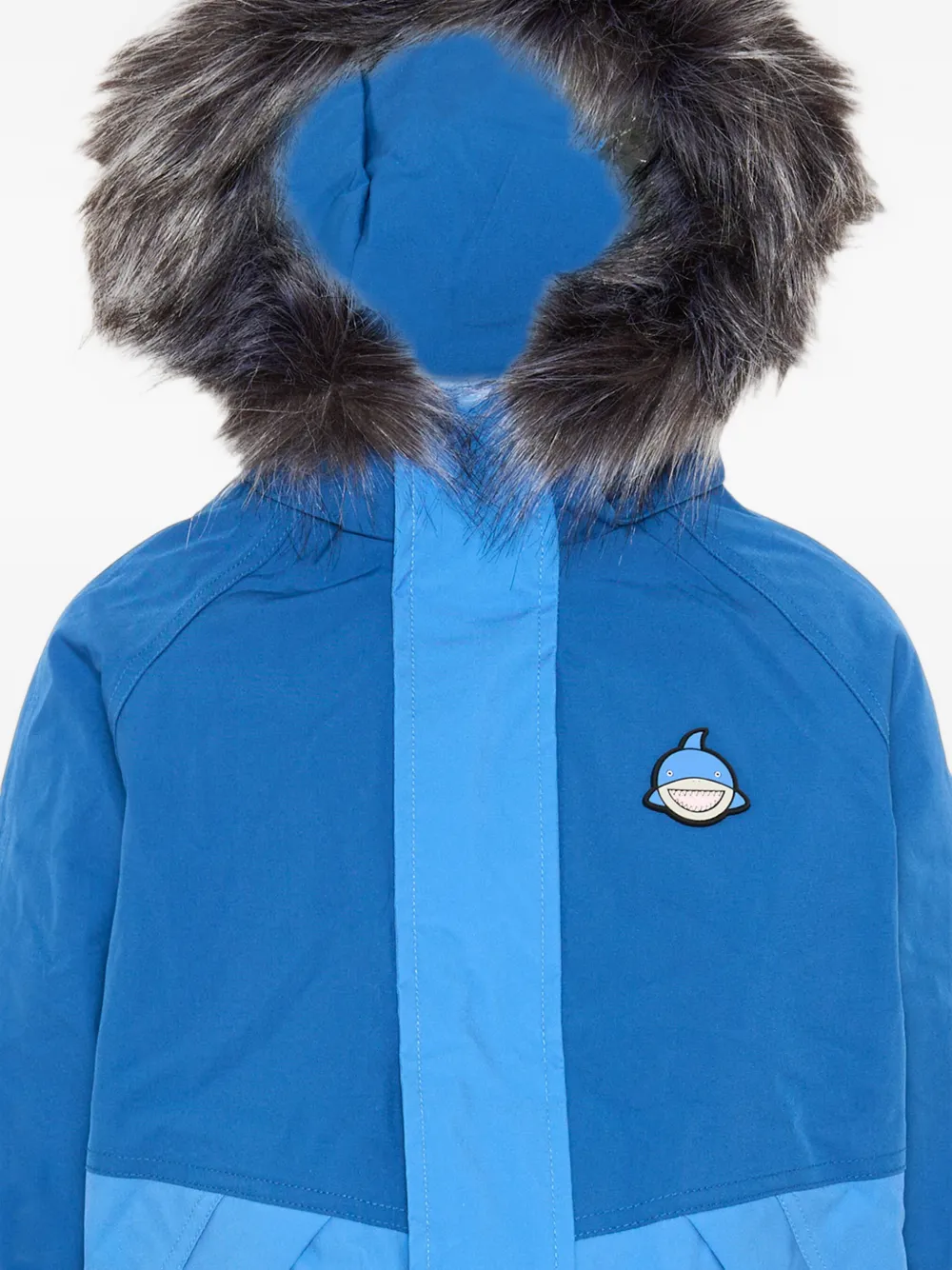 Roarsome Reef The Shark faux-fur trim ski coat Blauw