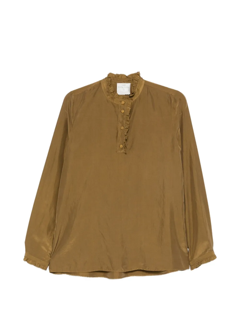 Forte ruffled long-sleeve blouse Groen