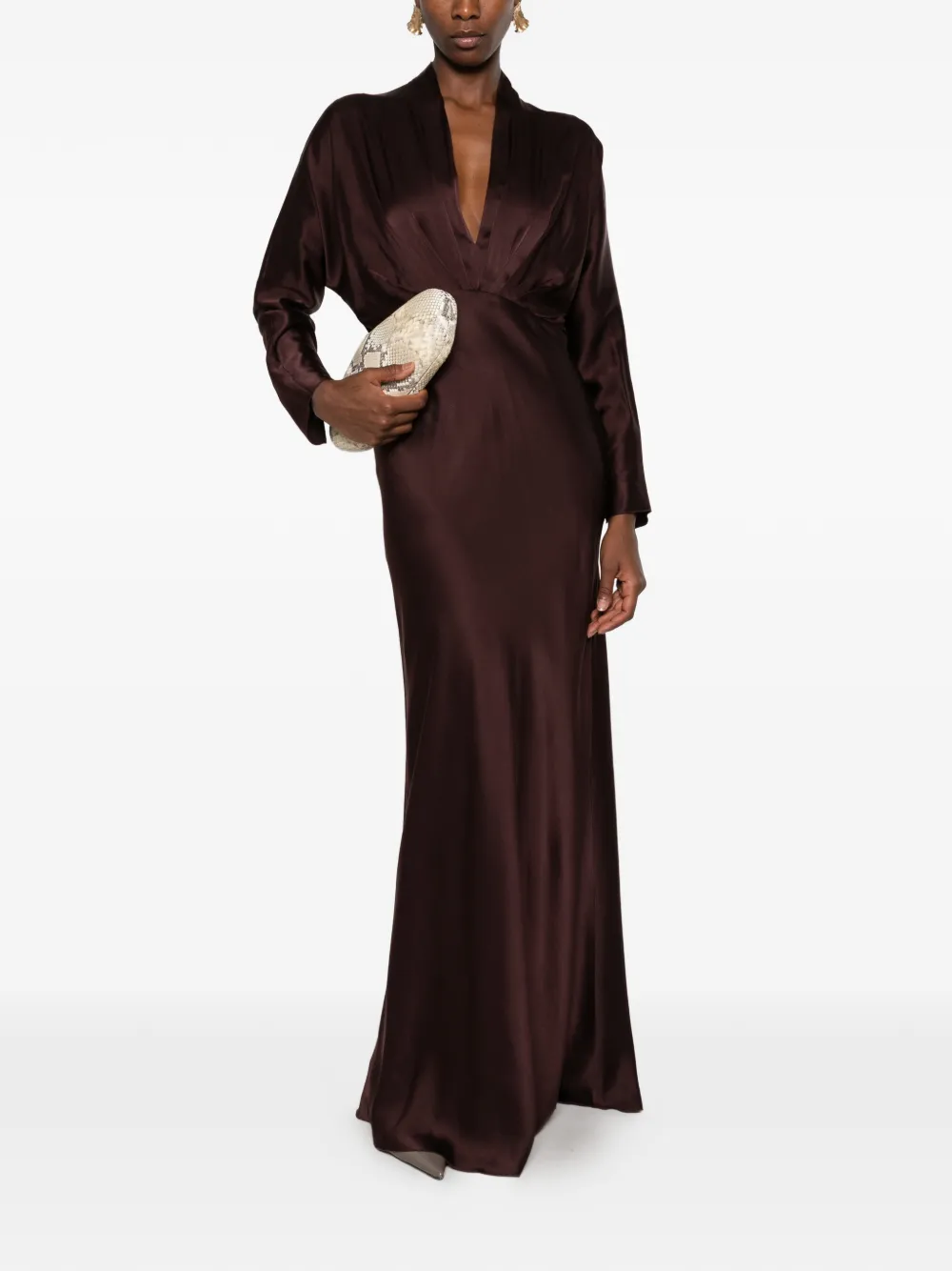 Forte V-neck maxi dress Bruin