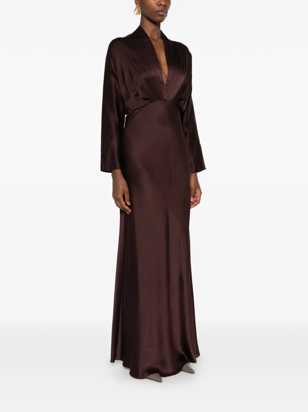 Forte V-neck maxi dress Bruin