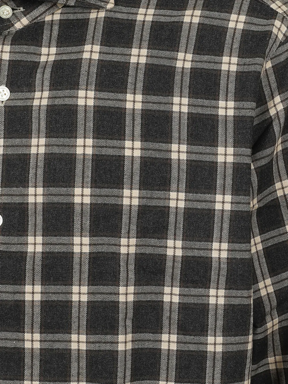 Barba check-print long-sleeve shirt Zwart