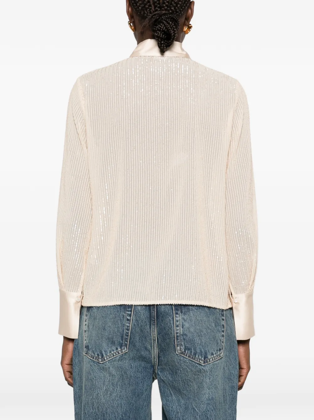 Peserico sequin-embellished striped shirt Beige