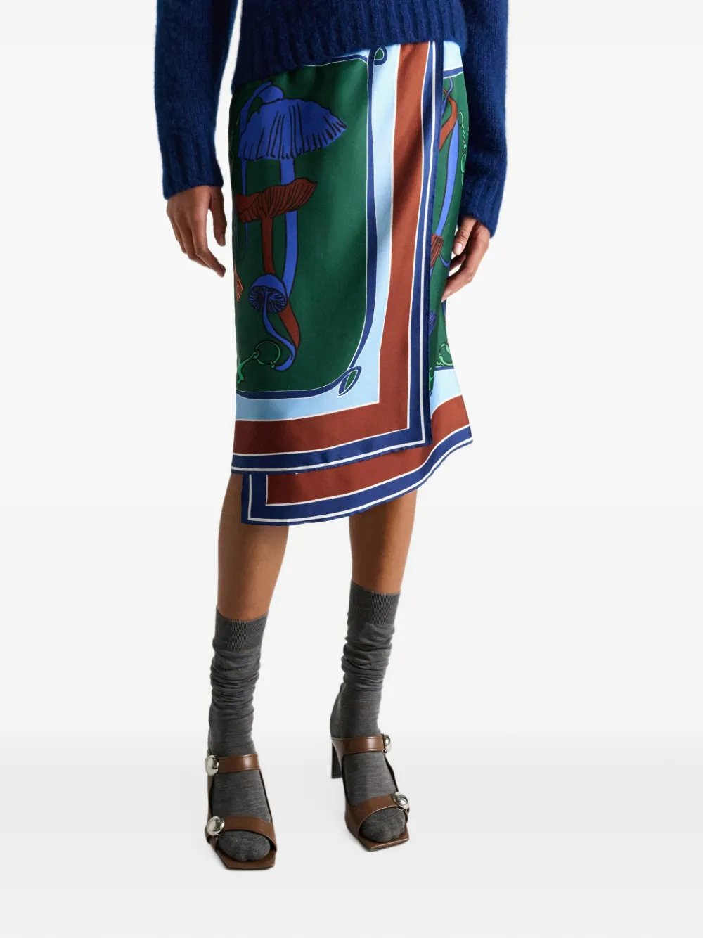 Dorothee Schumacher Cosmic Funghi silk midi skirt Groen