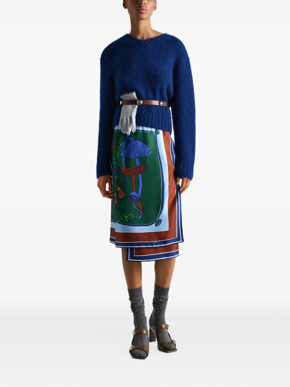 Dorothee Schumacher Cosmic Funghi silk midi skirt Groen