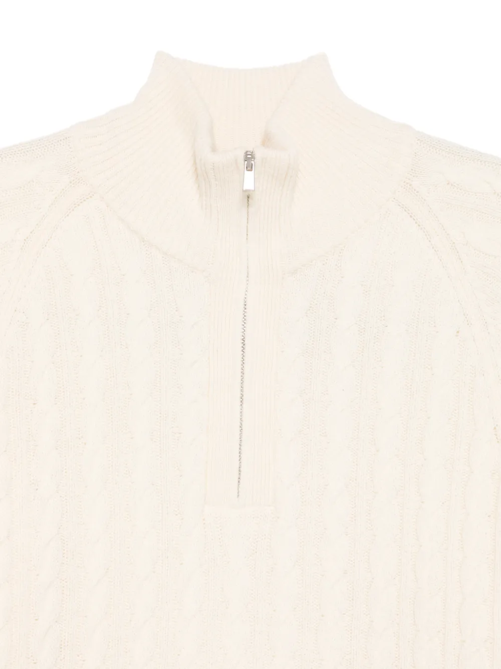 BOSS cable-knit quarter-zip sweater Beige
