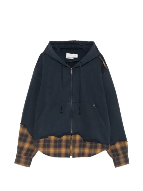Feng Chen Wang distressed-effect layered full-zip hoodie