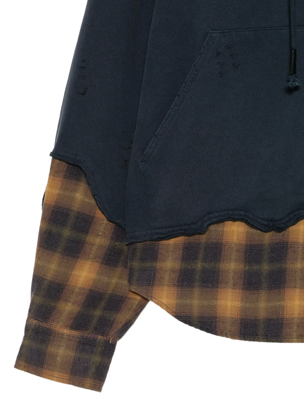 Feng Chen Wang Gelaagde hoodie met rits en gerafeld effect Blauw