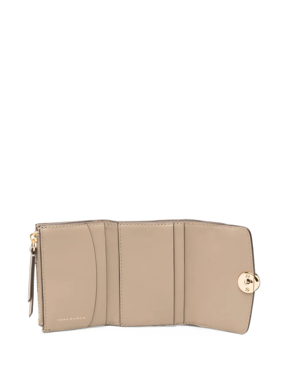 Tory Burch Romy logo-plaque pebbled wallet Beige