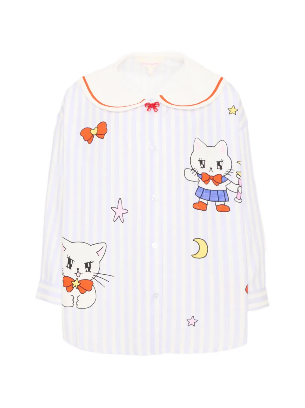 Poco Blush Sailor Kitty graphic-print striped shirt - Weiß