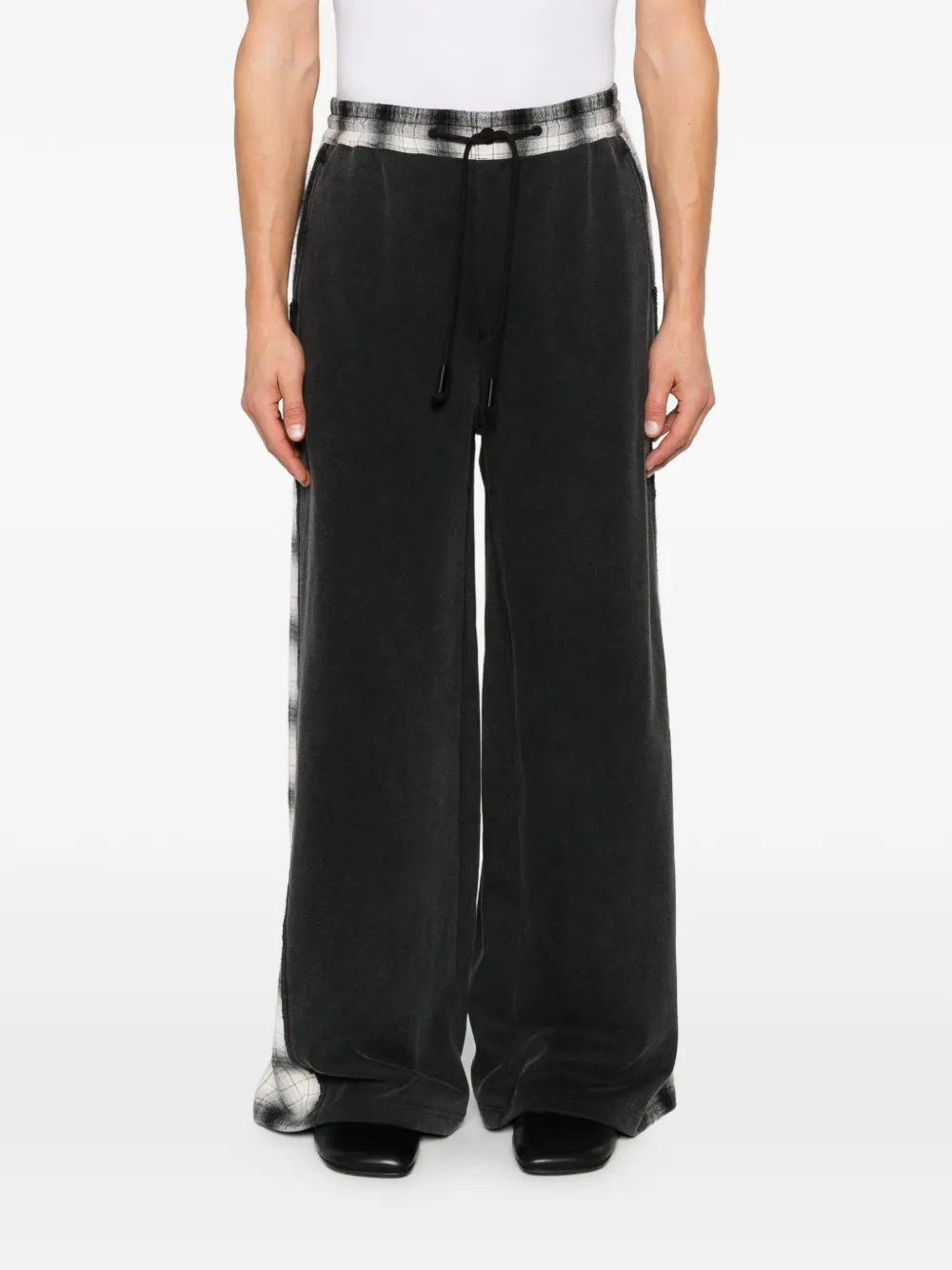 Feng Chen Wang Broek met trekkoordtaille en geruit vlak Zwart