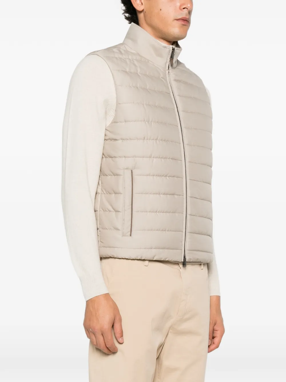 Canali quilted high-neck gilet Beige