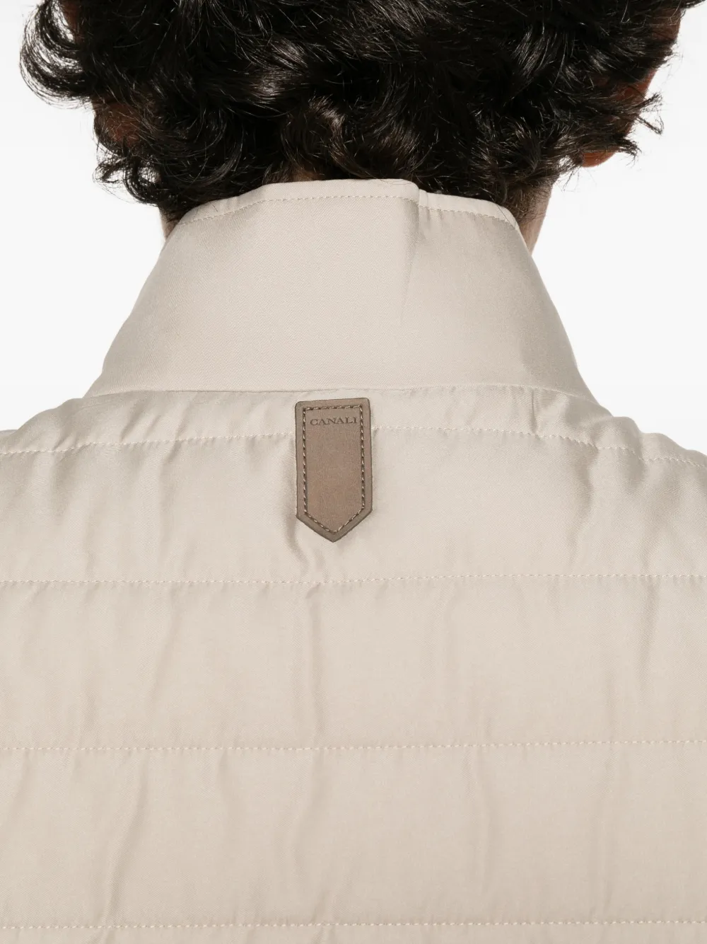 Canali quilted high-neck gilet Beige